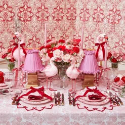 Rechargeable Lamp with Pink Frilled Shade (18cm)