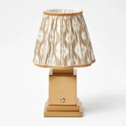 Rechargeable Lamp with Putty Ikat Shade (18cm)