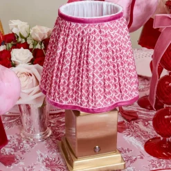 Rechargeable Lamp with Raspberry Lotus Shade (18cm)