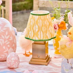 Rechargeable Lamp with Yellow & Green Ikat Shade (18cm)