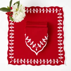Red Bow Laurel Napkins (Set of 4)