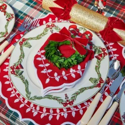 Red Bow Laurel Placemats (Set of 4)