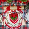 Red Bow Laurel Placemats & Napkins (Set of 4)