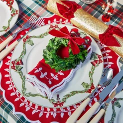 Red Bow Laurel Placemats & Napkins (Set of 4)