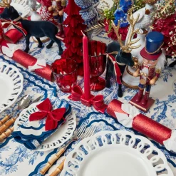 Red Ceramic Bow Candleholder (Pair)