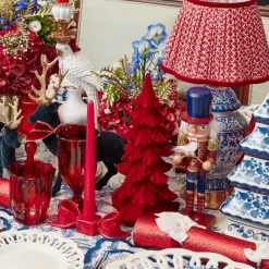 Red Ceramic Bow Candleholder (Pair)