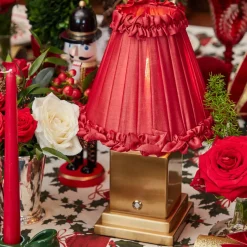 Red Frilled Silk Lampshade (18cm)