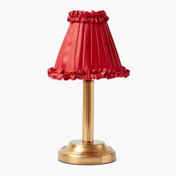 Red Frilled Silk Lampshade (18cm)