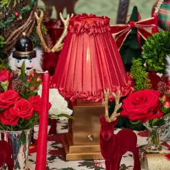 Red Frilled Silk Lampshade (18cm)