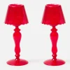 Red Glass Lantern Tea Light Holder (Pair) - 24 cm
