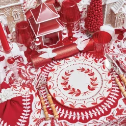 Red Glitter Crackers With White Velvet Bows (Set of 6)