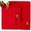 Red Linen Embroidered Nutcracker Napkins (Set of 4)
