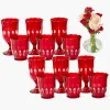 Red Scalloped Glassware (Set of 12)
