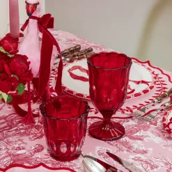 Red Scalloped Glassware (Set of 12)