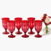 Red Scalloped Wine Glasses (Set of 6)