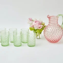 Rose Hobnail Jug with Emerald Handle