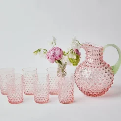 Rose Hobnail Jug with Emerald Handle