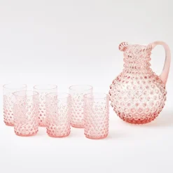 Rose Pink Hobnail Glasses (Set of 6)