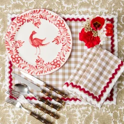 Rossina Putty Gingham & Red Placemats (Set of 4)