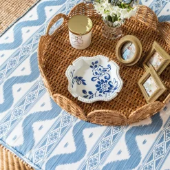 Round Rattan Scalloped Tray