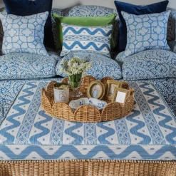 Round Rattan Scalloped Tray