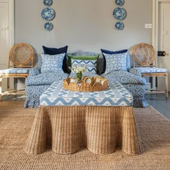 Round Rattan Scalloped Tray