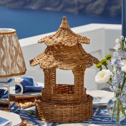 Round Scalloped Rattan Pagoda Lantern