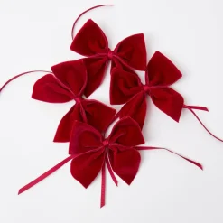 Ruby Red Velvet Napkin Bows (Set of 4)