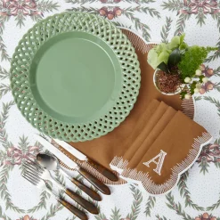 Sage Basketweave Dinner & Starter Plates (Set of 8)