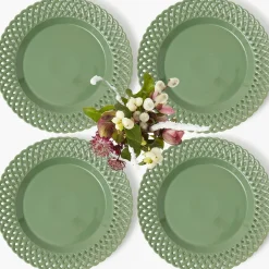 Sage Basketweave Dinner Plates (Set of 4)