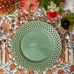 Sage Basketweave Dinner Plates (Set of 4)