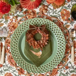 Sage Basketweave Dinner Plates (Set of 4)