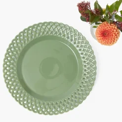 Sage Basketweave Dinner Plates (Set of 4)