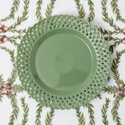 Sage Basketweave Dinner Plates (Set of 4)