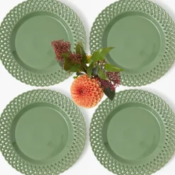 Sage Basketweave Dinner Plates (Set of 4)