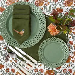 Sage Basketweave Starter Plates (Set of 4)