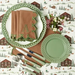 Sage Basketweave Starter Plates (Set of 4)