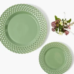 Sage Basketweave Starter Plates (Set of 4)
