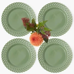 Sage Basketweave Starter Plates (Set of 4)