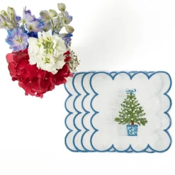 Scalloped Christmas Tree Cocktail Napkins (Set of 4)