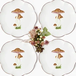 Scalloped Mushroom Dinner Plates (Set of 4)