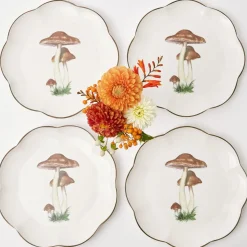 Scalloped Mushroom Dinner Plates (Set of 4)