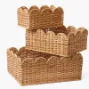 Scalloped Rattan Baskets (Set of 3)