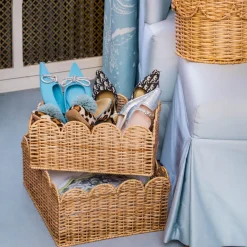 Scalloped Rattan Baskets (Set of 3)