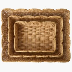 Scalloped Rattan Baskets (Set of 3)