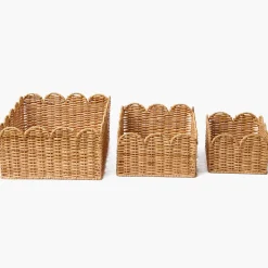 Scalloped Rattan Baskets (Set of 3)