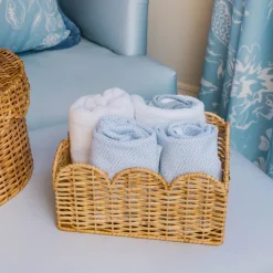 Scalloped Rattan Baskets (Set of 3)