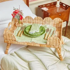 Scalloped Rattan Breakfast Tray