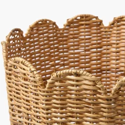 Scalloped Rattan Log Basket