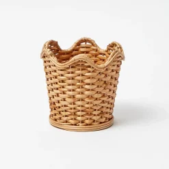 Scalloped Rattan Planter